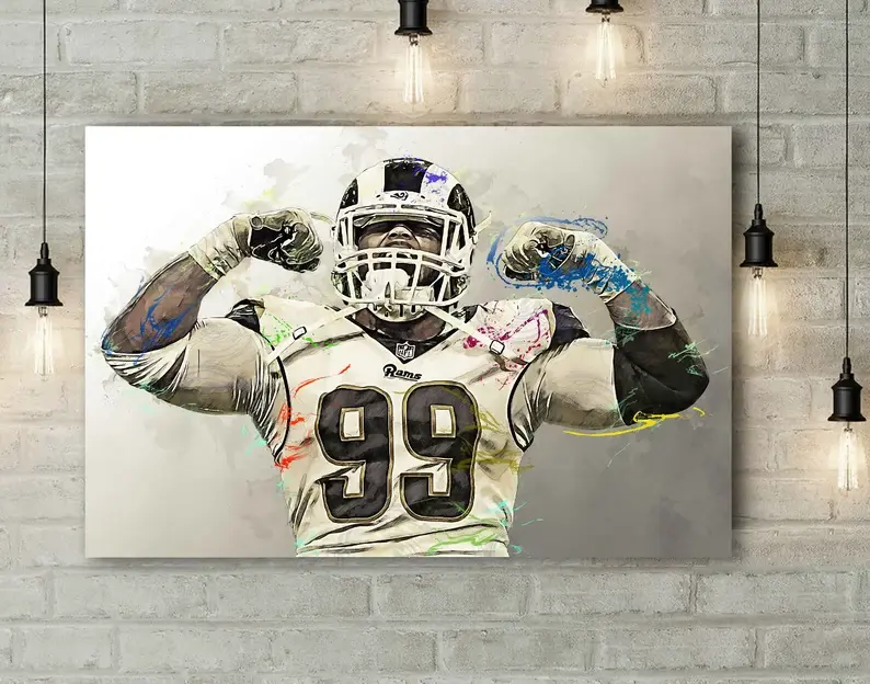 Aaron Donald Poster - Wall Art, Sports Art Print, Football Poster, Kids Decor, Man Cave, Gift, Modern