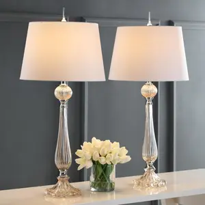 JONATHAN Y Chloe Glass LED Table Lamp , for bedroom, living room, foyer, hallways, dining room, dorms