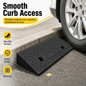 Heavy Duty Rubber Curb Ramp 8cm / 3.15 Inch, Non-Slip Doorway Access Ramp for Wheelchair, Scooter, Car, Motorcycle, Pets & Garage Entry
