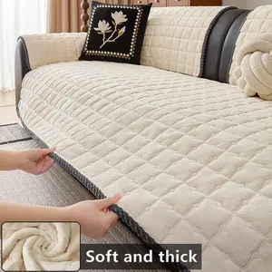 1PC Plush Sofa Cushion, Diamond Quilted Striped Design. Soft, Anti-slip, Pet-friendly & Machine Washable. All-season. 8 Colors & 6 Sizes. Fits 1/2/3/4 Seat Sofas, Home Decor & Furniture Protector.