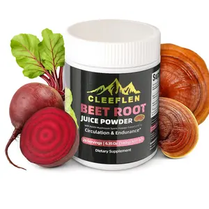 CLEEFLEN Organic Beetroot Powder Superfood with Reishi Extract for Energy Stamina Healthy Circulation Cardiovascular Wellness & Vitality 6.35 Oz