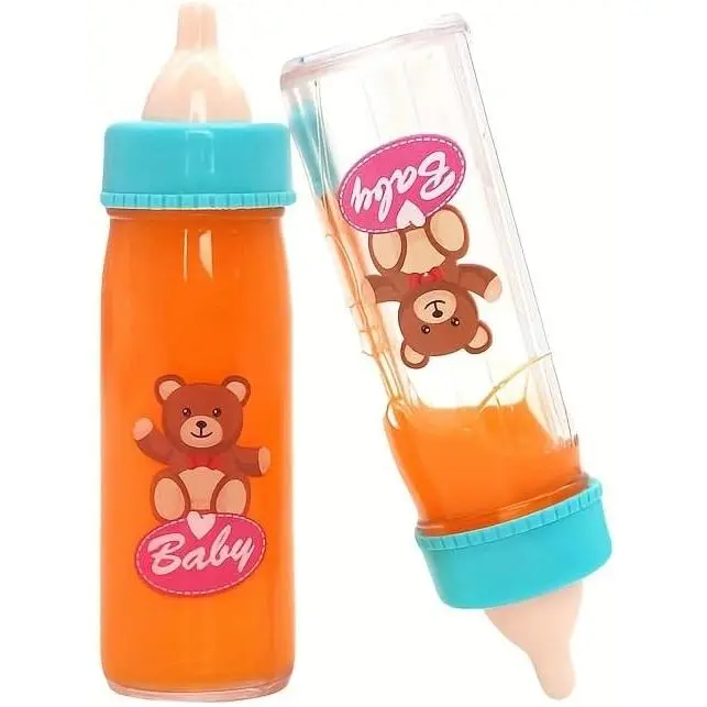 Magic Disappearing Milk Bottle Trick Props, Reusable Baby Bottle Set with Colorful Caps for Ages 18 Months and Up, Party Magic Show Accessories, Christmas (MINI)