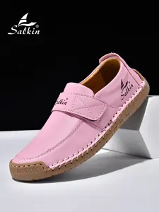Salkin Men's Fashion Casual Shoes, Walking Shoes, Velcro Low Top Loafers, PU Leather, Rubber Sole, Round Toe, Medium Width, All Seasons