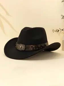 Elegant Jazz Hat Classic Cowboy Hat Sun Protection Cap Soft Suede Large Brim Formal Hat Unisex Denim Style, Perfect for Outdoor Events & Daily Wear
