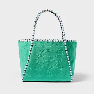 Star Geo Large Terry Beach Tote Bag Green - Roller Rabbit