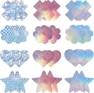 Pasties Nipple Covers Stickers for Women Rave Party Disposable Sticky Breast Petals - 12 Pairs