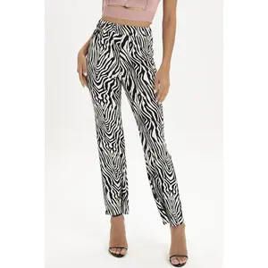 Zebra Print Straight Leg Pants