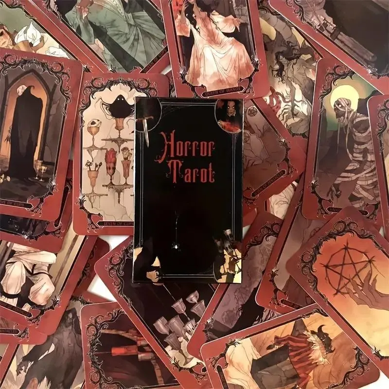 The Oracle Of Terror Tarot Card (1 Set), Retro Style Tarot Card Game, Portable Size Tarot Card Game Card, Multiplayer Gaming Cards, Gothic Cards for Party, Tarot Card Decks