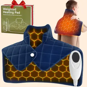 Weighted Heating Pad for Neck Shoulders and Back, Valentines Day Gifts for Him Men Husband Birthday Gifts for Men Dad, Instant Electric Heated Blanket with 9 Heat Options 4 Auto-Off Timer, Navy