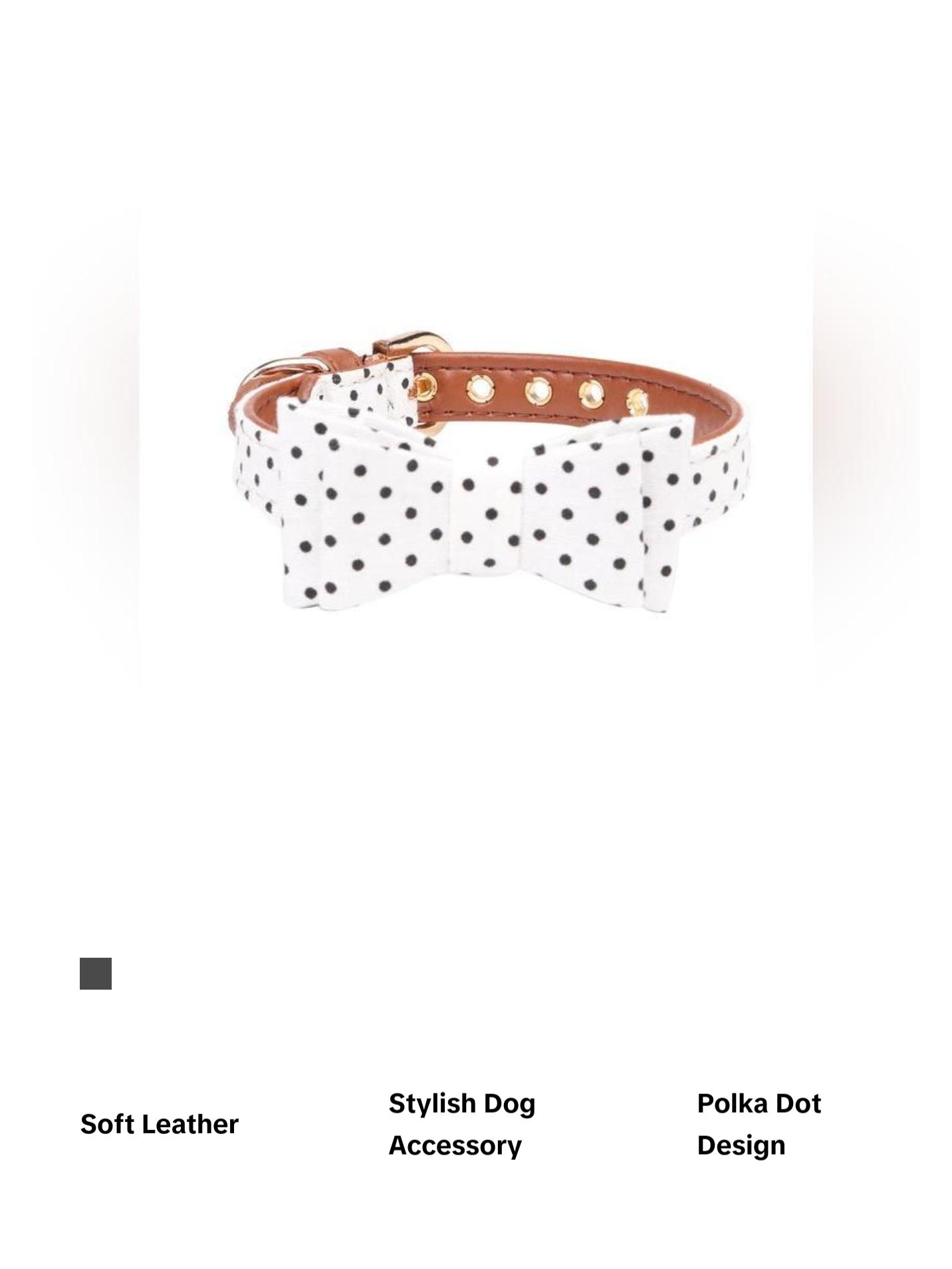 Polka Dot Collar Bandana Soft Leather Dog Leash