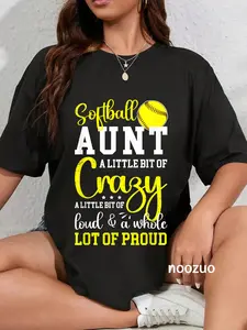 100% Cotton Softball Aunt Proud Aunt Of A Softball Player Aunt T-Shirt