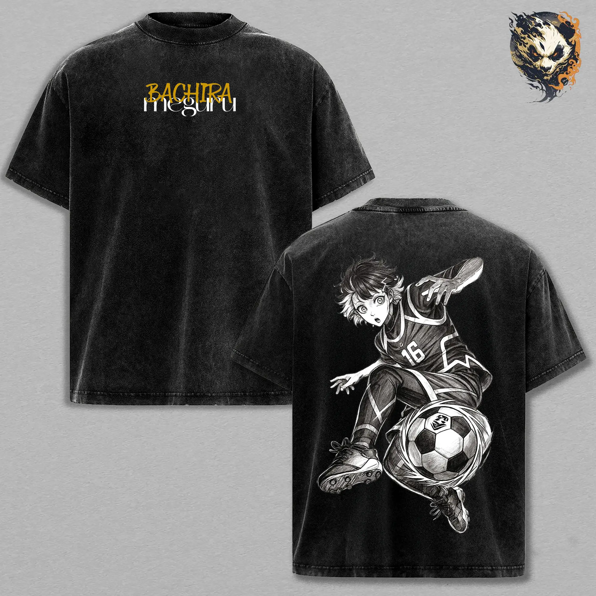 Bachira Meguru Anime Washed Tee – Blue Lock Graphic T-Shirt, Crazy Dribbler Monster Flow Football Aesthetic Streetwear Energetic Striker Vibe Trendy Otaku Gift Hype Anime Fashion
