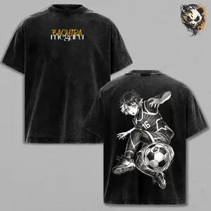 Bachira Meguru Anime Washed Tee – Blue Lock Graphic T-Shirt, Crazy Dribbler Monster Flow Football Aesthetic Streetwear Energetic Striker Vibe Trendy Otaku Gift Hype Anime Fashion