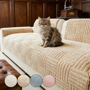 Soft Plush Sofa Cover, Jacquard Couch Covers, Anti-Slip Pet-Friendly Couch Protector, Multiple Sizes Available, Indoor & Outdoor Use, Comfortable Jacquard Stitching