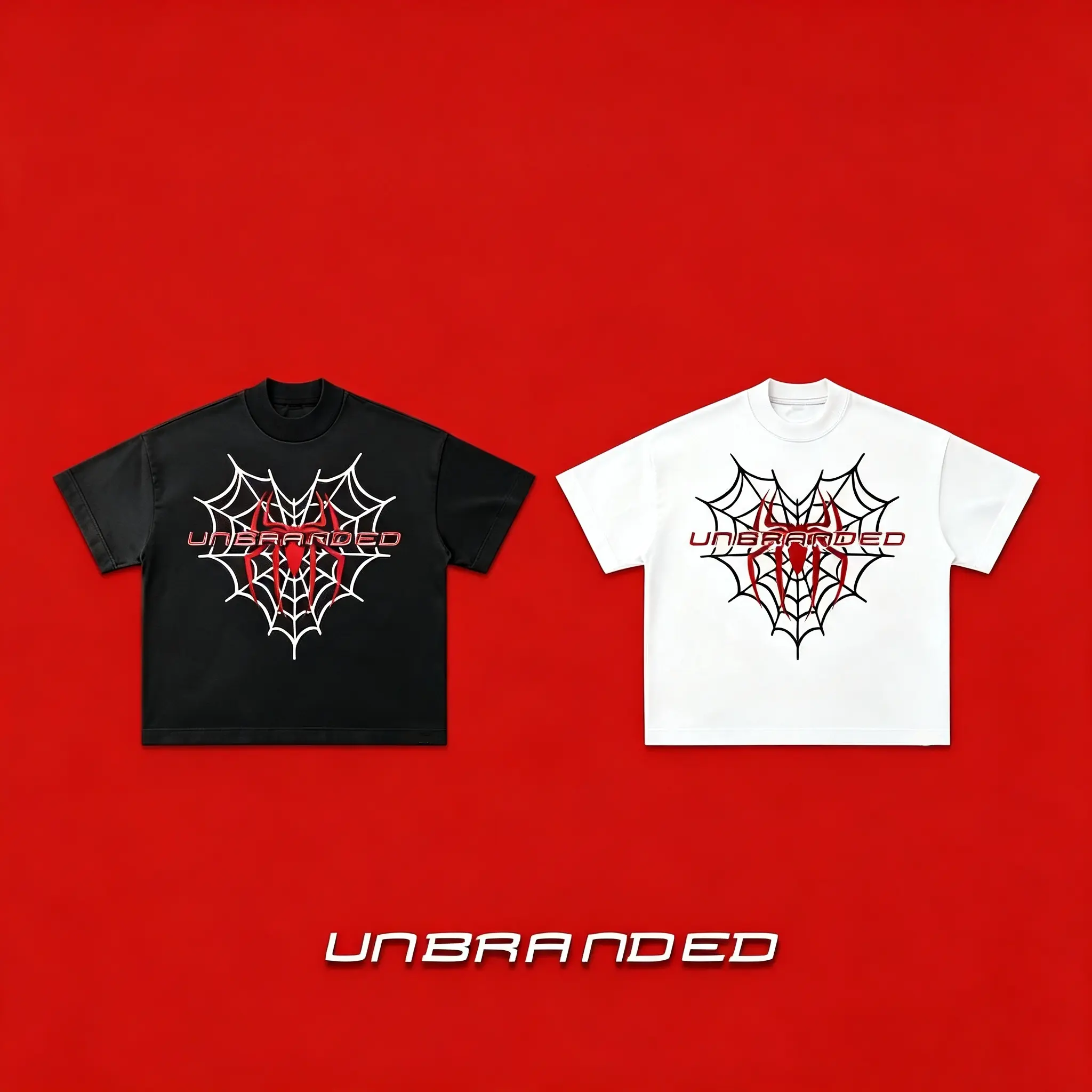 Unisex Boxy Cropped Short-Sleeve T-Shirt - Y2K Gothic Heart Spider Web Graphic Print, Streetwear Crew Neck Men's & Women's Tee