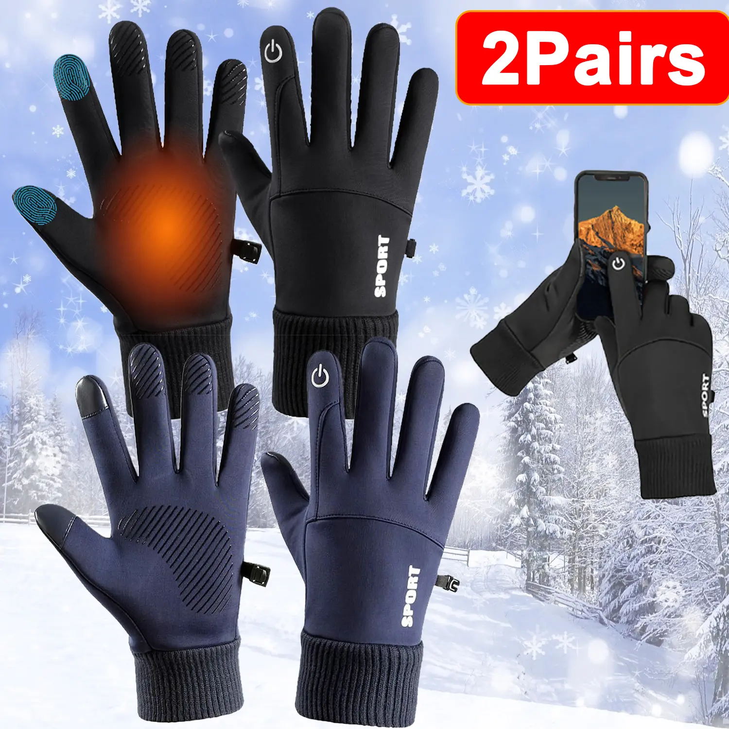 Outdoor Sports Gloves,Winter Gloves Women Men Ski Gloves Thermal Warm Touch Screen, Perfect for Cycling, Running, Driving, Hiking, Walking,Outdoor Activity Gloves