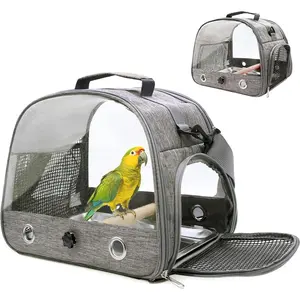 Portable Breathable Bird Travel Carrier Backpack with Perch for Parakeet Parrot Small Pets