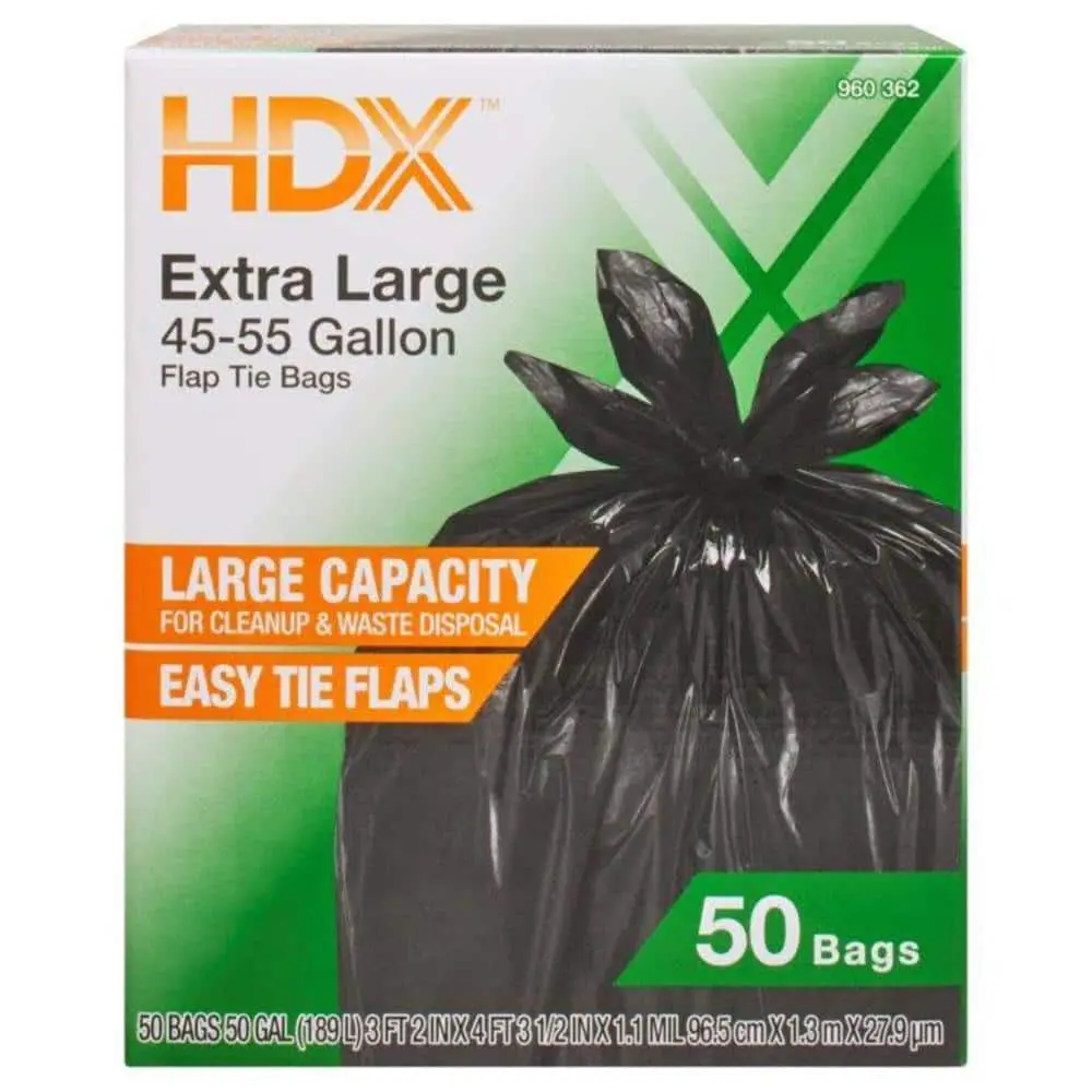 50 Gal. Black Extra Large Trash Bags (50-Count) Plastic Box moisture absorber