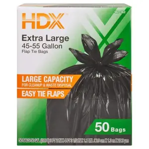 50 Gal. Black Extra Large Trash Bags (50-Count) Plastic Box moisture absorber