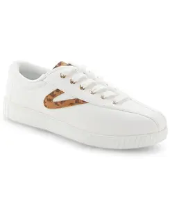 Tretorn Women's White Leather Leopard Nylite Plus Sneakers