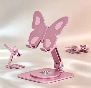 Aluminum Alloy Butterfly Cellphone Mount - 360°Rotating, Folding, Height Angle Adjustable Portable Support Bracket, Stable Desktop Phone Holder for Daily Viewing And Video Shooting.mini gifts