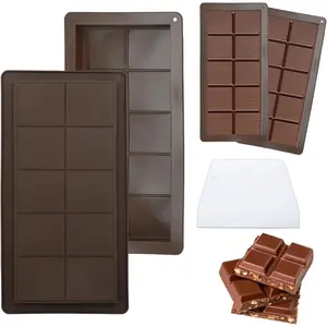 4 Pack Silicone Chocolate Bar Molds with  - 0.79in Deep Extra-Thick Dubai Pistachio Mold for Stuffed Bars, Knafeh, Baking & Candy Making (Large Homemade Chocolate Kit)
