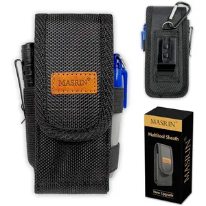 Multitool Sheath-EDC Pouch,Multi Tool Holster for Belt,Small Tactical Tool Pouch Accessories,Organizer Sheath Compatible with Multi Tool Case with Leather Logo and Belt Clip for Man