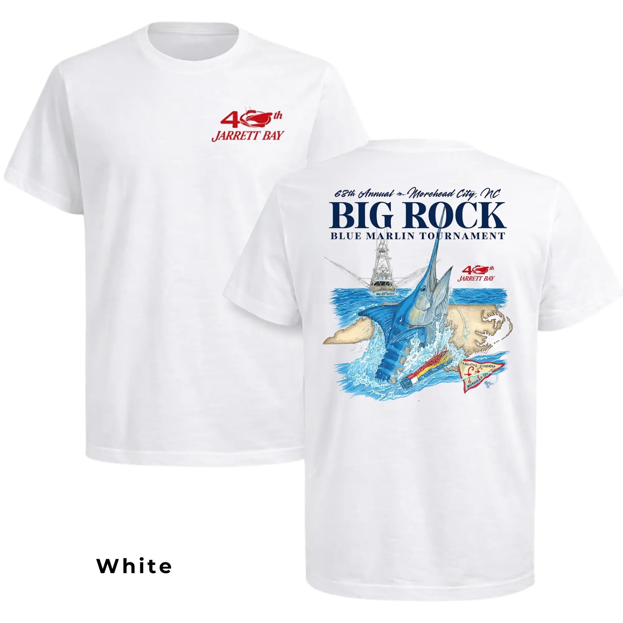 40th Jarrett Bay Big Rock Blue Marlin Tournament T-Shirt, Jarrett Bay Marlin Fishing Graphic Tee, Morehead City NC Fishing Shirt