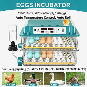 Chalixion 120 Large Capacity Incubator, Auto Rotation, Digital Temp & Humidity Control, Water Injection, Adjustable System