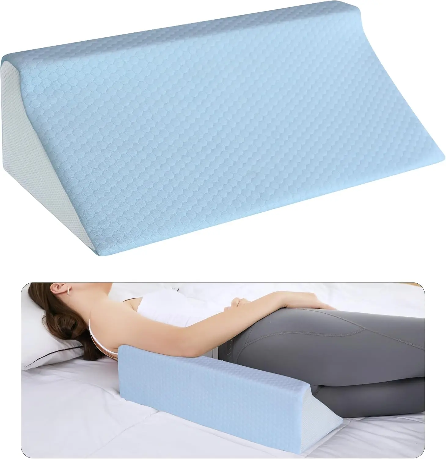 Functional Health-Focus Body Support Wedge Pillow for Side Sleepers, Back & Leg Relief, Pregnancy Use, Ankle Elevation, with Machine Washable Cover