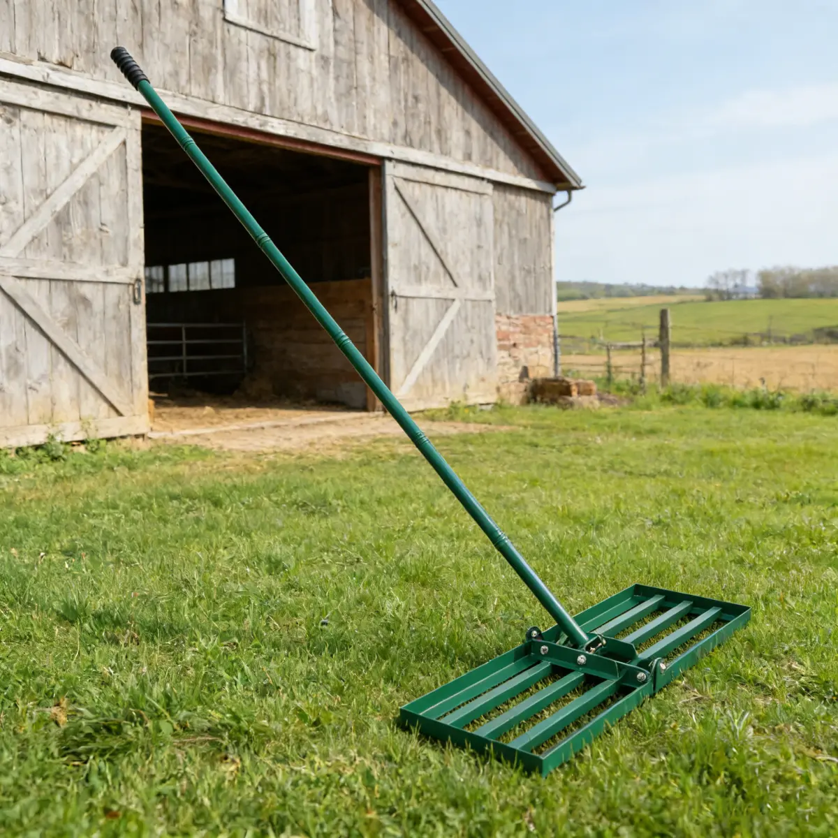 79.5" Length Detachable Yard Rake - Rust-Proof Powder Coated Metal Head (29.3x9.4in), Long Extended Handle Heavy Duty Landscaping Tool for Golf Course Ready Large Area Leveling, Durable Gardening Tool