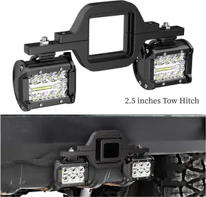 Nilight 2 Pcs 4 Inches 60W Led Pods with 2.5 Inches Tow Hitch Mounting Brackets Backup Reverse Lights Rear Light Bar for Pickup ATV SUV Truck Trailer Boat