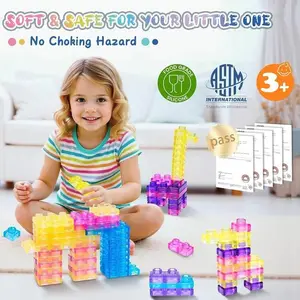 Magic Gummy Soft Bricks 40-Pack - Educational STEM Sensory Toys for Kids, Safe Chewable Stacking Blocks Gift
