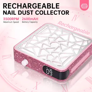 Cordless Nail Dust Collector with Rechargeable Batteries, 48W, Reusable Filters, Pink, Single Item, Easy Operation, Nail Care Tools for Acrylic Nails