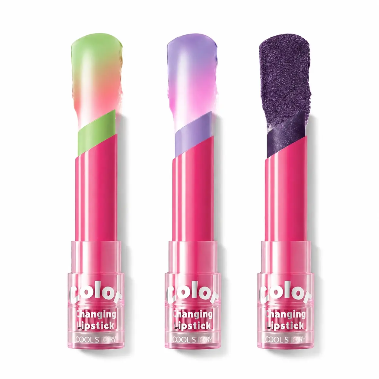 COOL STORY 3Pcs Temperature Change Lipstick, Long Lasting Moisturizing Lip Balm, Color Changing Lip Stick with Natural Pink Tint, Hydrating Lip Care for All Skin Tones Lip Stain Tint Makeup lip combo