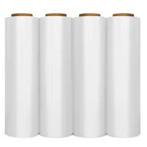 CalidoCasa 18 in x 1000 ft Pallet Wrap Stretch Film, 80 Gauge, 4 Rolls Clear Hand Shrink Wrap with 3 Inch Core, Tear Resistant, Self-Adhering, Dust & Moisture Protection, Moving & Warehouse Supplies