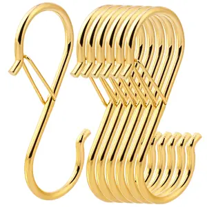 HCTESCO Ultimate Hanging Hooks Set - 3.55inch Gold S Hooks for Hanging Heavy Duty - Ideal for Plants, Baskets, Closets & More!