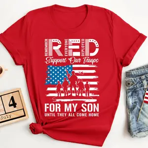 Support Our Troops Shirt, Military Mom Shirt For My Son, Patriotic USA Flag Tee, Army Family Shirt, Veteran Support Shirt, 4th of July Shirt, Red White Blue Tee
