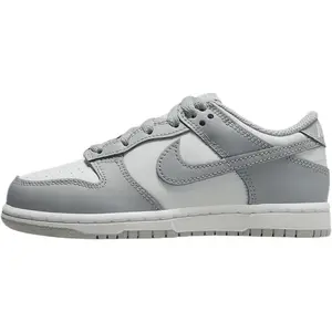 Little Kid's Nike Dunk Low White/LT Smoke Grey-White (FB9108 123)