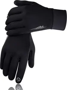Outdoor Sports Winter Gloves, Water Resistant Windproof Thermal Fleece Lined with Reflective Stripe & Anti-Slip Grip for Skiing Cycling Hiking