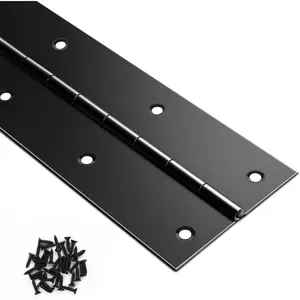 Black Piano Hinge 48 Inch x 3 Inch Heavy Duty Stainless Steel Piano Hinge Continuous Hinge for Cabinet, Door, DIY  Boxes, 0.05" Leaf Thickness