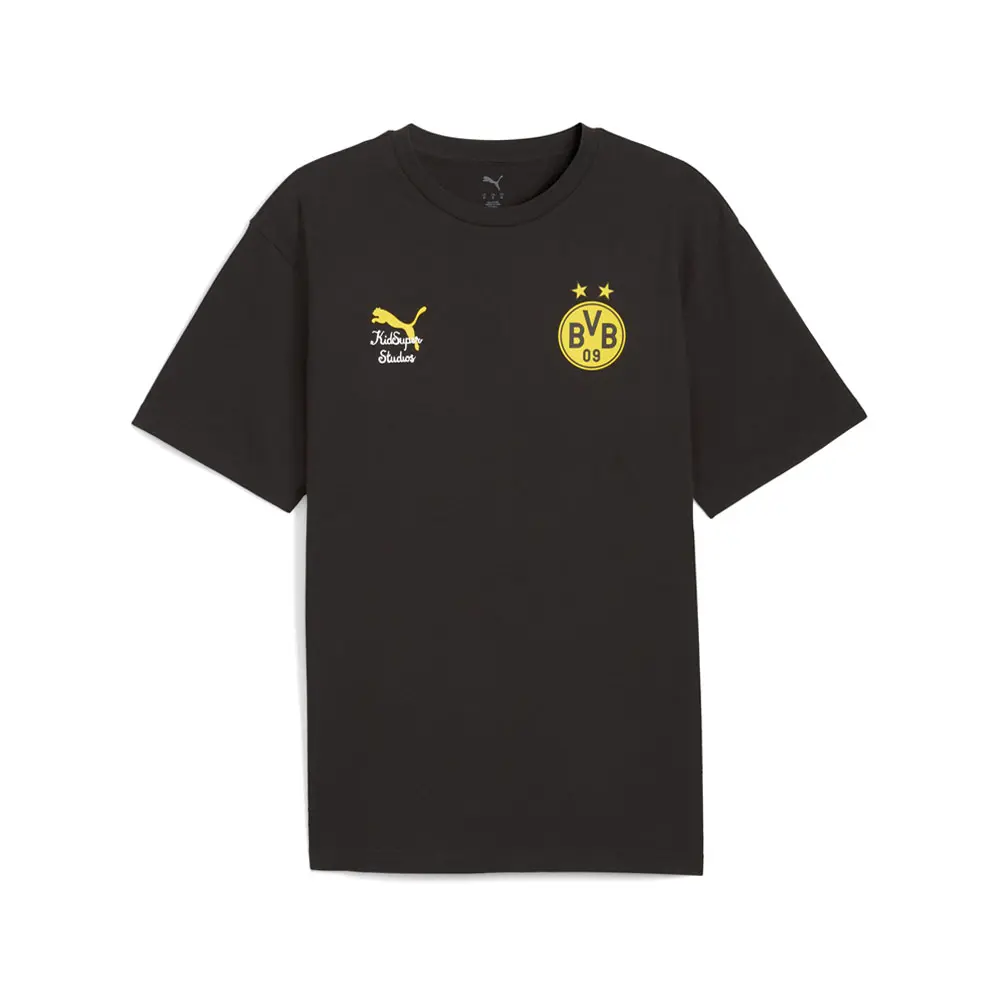 PUMA Mens X Kidsuper Borussia Dortmund Graphic Crew Neck Short Sleeve Casual Tops Casual - Black, Yellow