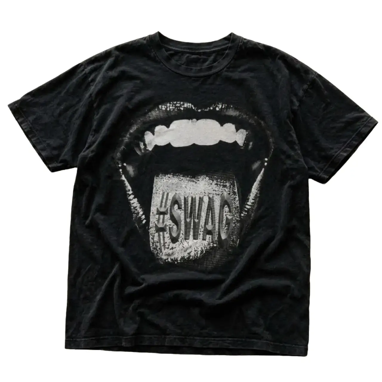 #SWAG Graphic Tee, Y2K Vintage Streetwear T-Shirt, Bold Mouth Graphic Shirt, Retro Aesthetic Unisex Cotton Top, Trendy Casual Gift