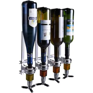 4 Bottle Wall Mounted  Dispenser Bar Butler Bracket Solo Optic Spirit    Bottle Beverage Stand Revolving Nozzle Drinkware Set