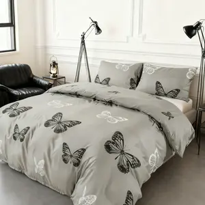 Super Lake Butterfly Microfiber 3-Piece Bedding Set, Ultra-Soft All-Season Comforter with Zipper Closure, Luxurious Bedroom Décor for Double, Full, Queen, King Sizes