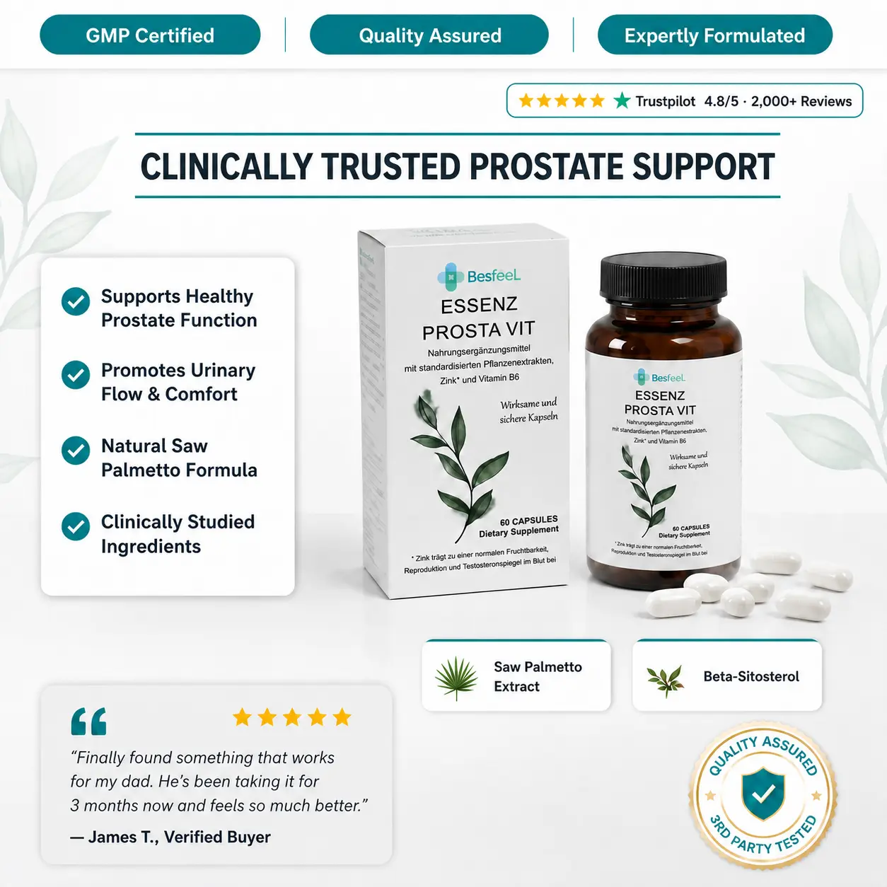 Men's health supplement, rich in pumpkin seed oil and palm oil.