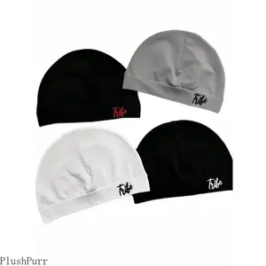 4-Pack Unisex Letter Print Slouchy Cotton Beanies, Lightweight Breathable Hip-Hop Knit Hats, Windproof Elastic Casual Caps for Outdoor Sports, Daily Wear