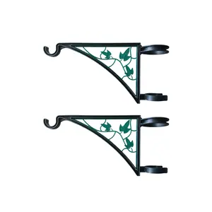2 PCS ENoVate Hangs EZ Fence Post Hangers with Green Ivy Inserts(Plant Hanger, Garden Hook) Fits 2 3/8" Diameter Posts