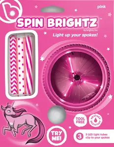 Brightz SpinBrightz LED Bike Spoke Lights – Color Changing, Easy Clip-On Wheel Lights for Kids’ Bikes (3 Tubes per Wheel)