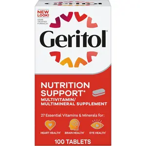 Geritol, Multivitamin Supplement, Contains B-Vitamins, Antioxidants, Vitamins C, E & D and Iron, 26 Essential Vitamins and Minerals, Gluten-Free, Non-GMO, No Artificial Sweeteners, 100 Tablets
